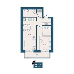 2-к квартира, вторичка, 50м2, 6/17 этаж