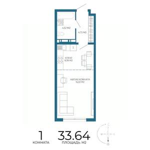 1-к квартира, строящийся дом, 34м2, 6/17 этаж