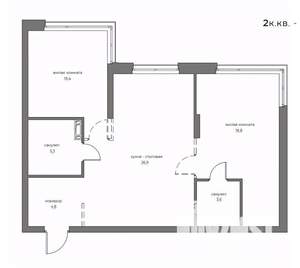 2-к квартира, вторичка, 73м2, 2/21 этаж