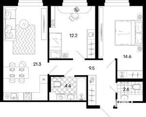 3-к квартира, вторичка, 64м2, 6/17 этаж