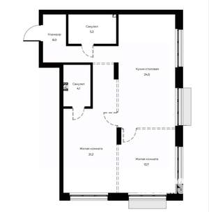 2-к квартира, вторичка, 77м2, 2/23 этаж
