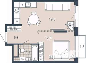 1-к квартира, вторичка, 43м2, 7/23 этаж