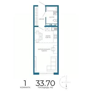 1-к квартира, вторичка, 34м2, 4/17 этаж