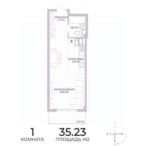 1-к квартира, вторичка, 35м2, 15/17 этаж