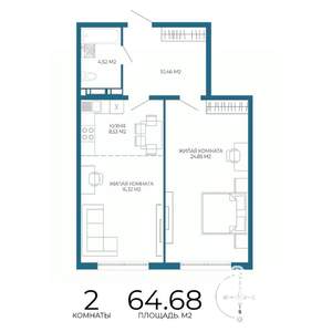2-к квартира, вторичка, 65м2, 8/17 этаж