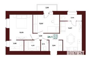 2-к квартира, вторичка, 67м2, 8/17 этаж