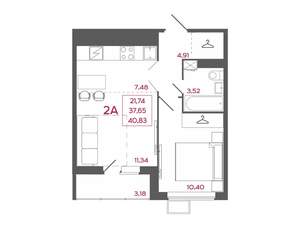 2-к квартира, вторичка, 41м2, 12/18 этаж