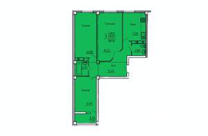3-к квартира, строящийся дом, 81м2, 16/18 этаж
