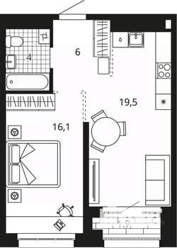 1-к квартира, вторичка, 47м2, 10/24 этаж