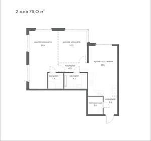2-к квартира, вторичка, 76м2, 18/21 этаж