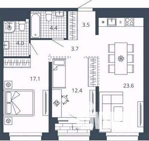 2-к квартира, вторичка, 70м2, 16/24 этаж