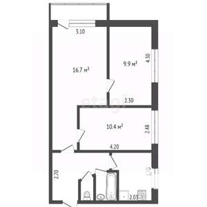 3-к квартира, вторичка, 51м2, 4/5 этаж