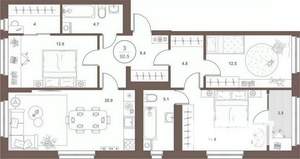 3-к квартира, вторичка, 93м2, 13/16 этаж