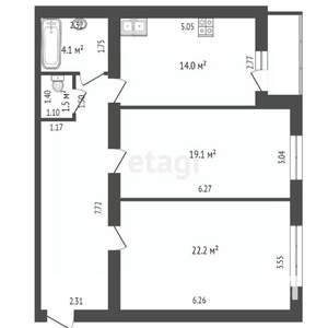 2-к квартира, вторичка, 77м2, 4/12 этаж