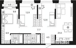 3-к квартира, вторичка, 86м2, 4/24 этаж
