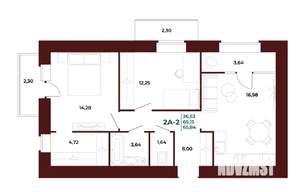 2-к квартира, вторичка, 67м2, 13/17 этаж