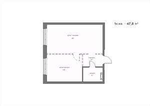 1-к квартира, вторичка, 48м2, 18/21 этаж