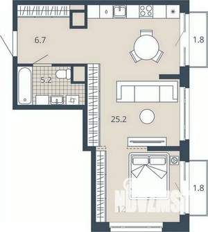 1-к квартира, вторичка, 52м2, 21/23 этаж