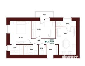 2-к квартира, вторичка, 68м2, 9/17 этаж