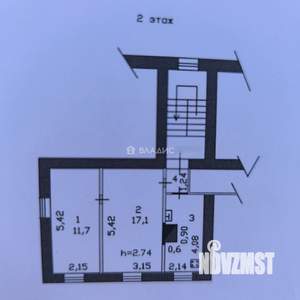 2-к квартира, вторичка, 39м2, 2/2 этаж