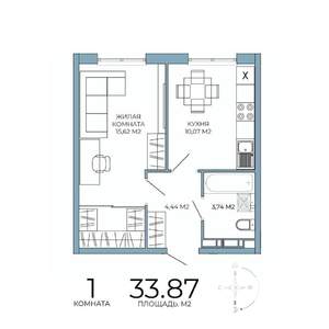 1-к квартира, вторичка, 34м2, 2/18 этаж