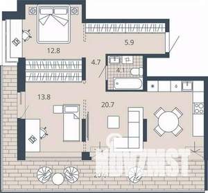 2-к квартира, вторичка, 72м2, 8/23 этаж