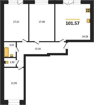 3-к квартира, вторичка, 102м2, 12/13 этаж
