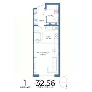 1-к квартира, строящийся дом, 33м2, 4/17 этаж