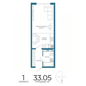 1-к квартира, строящийся дом, 33м2, 3/17 этаж