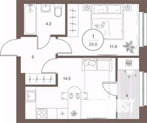 1-к квартира, вторичка, 40м2, 2/16 этаж