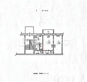2-к квартира, вторичка, 46м2, 1/5 этаж