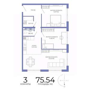 3-к квартира, строящийся дом, 76м2, 5/17 этаж