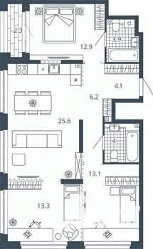 3-к квартира, вторичка, 85м2, 8/24 этаж