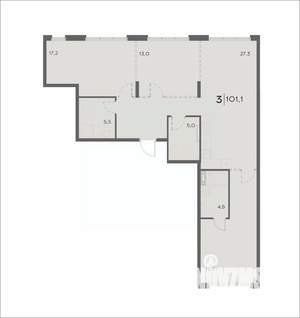 3-к квартира, вторичка, 101м2, 12/21 этаж