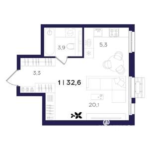 1-к квартира, вторичка, 33м2, 5/16 этаж