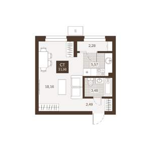 Студия квартира, вторичка, 32м2, 1/22 этаж