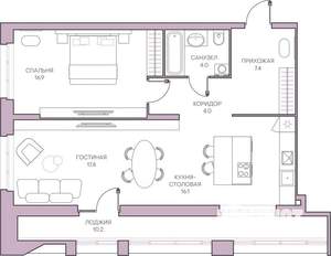 2-к квартира, вторичка, 75м2, 4/16 этаж