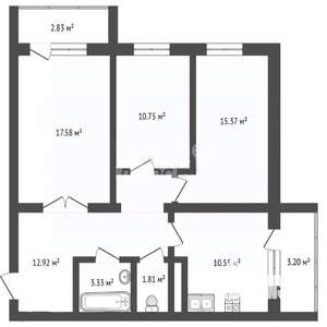 3-к квартира, вторичка, 72м2, 12/16 этаж