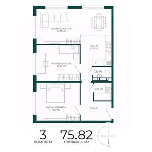 3-к квартира, вторичка, 76м2, 11/17 этаж
