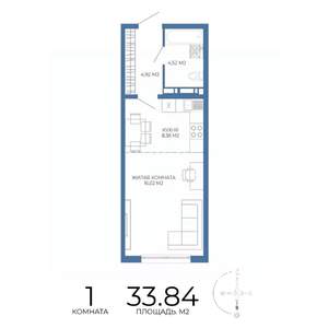 1-к квартира, вторичка, 34м2, 10/17 этаж