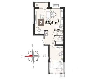 2-к квартира, вторичка, 54м2, 4/17 этаж