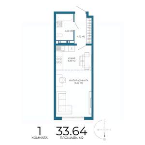 1-к квартира, вторичка, 34м2, 7/17 этаж