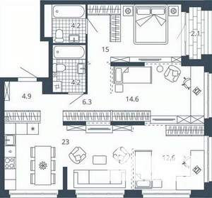 3-к квартира, вторичка, 87м2, 10/23 этаж