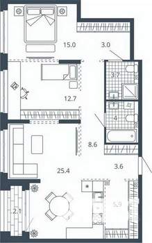 2-к квартира, вторичка, 84м2, 13/24 этаж