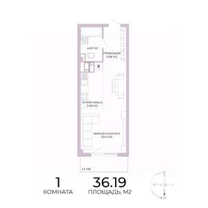 1-к квартира, строящийся дом, 36м2, 17/17 этаж