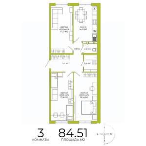 3-к квартира, вторичка, 85м2, 5/18 этаж