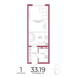 1-к квартира, строящийся дом, 33м2, 9/18 этаж
