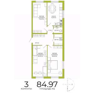 3-к квартира, строящийся дом, 85м2, 17/18 этаж