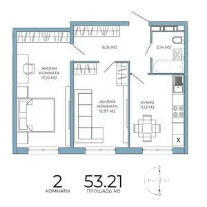 2-к квартира, вторичка, 53м2, 12/18 этаж