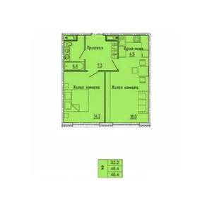 2-к квартира, строящийся дом, 48м2, 5/18 этаж